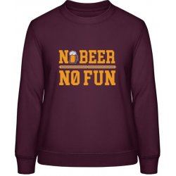 AWDis Sweat mikina Pivní design No Beer No Fun Purpurovočervená