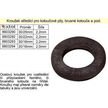 EXTOL PREMIUM kroužek vkládací 30x25x2,2mm 8803290