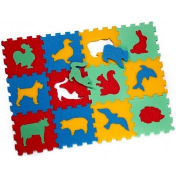 Malý Génius puzzle koberec Zvířátka 12ks