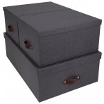 Bigso Box of Sweden sada úložných boxů Inge 3 pack 8113C6849LEA648 černá