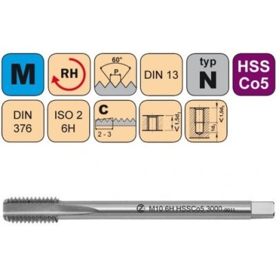 NÁSTROJE CZ Strojní závitník /CZZ3000/ pro metrický závit s přímou drážkou CZZ Závit: M30 – Zboží Dáma