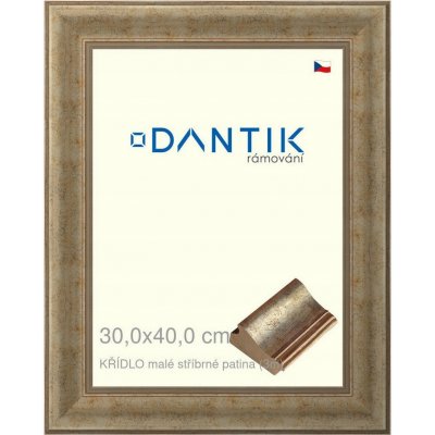 DANTIK rámeček 30x40 | KŘÍDLO malé stříbrné patina (Plexi Čiré) – Zboží Živě