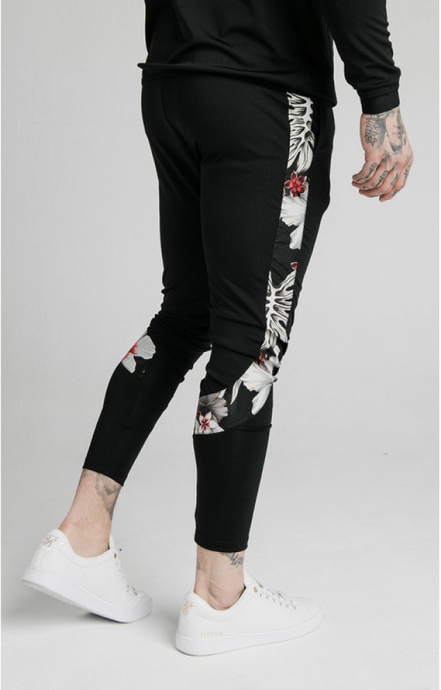 SikSilk pánské tepláky SCOPE FLORAL PANEL TRACK pants black | Srovnanicen.cz