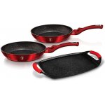 Sada pánví a grilovací deska s mramorovým povrchem 3 ks Burgundy Metallic Line – Sleviste.cz