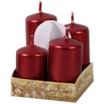 NOHEL GARDEN Svíčky adventní stupňovité, metalické červené, 4 ks, 6-9 cm – Hledejceny.cz