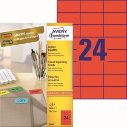 Avery Zweckform 100 listů, A4, červené 3448