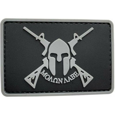 WARAGOD Nášivka 3D Molon Labe Spartan with Two Rifles černá 7.5x5cm – Hledejceny.cz