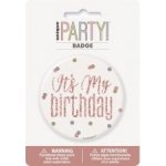 Unique Narozeniná brož Its my birthday rosegold s tečkami – Zboží Dáma