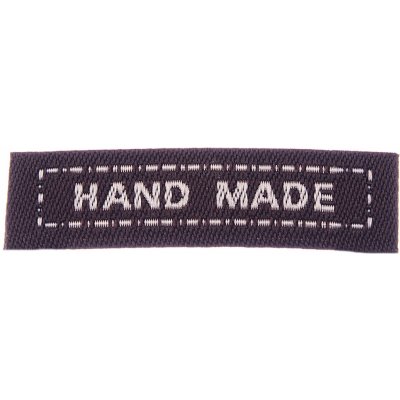 Textilní nášivka HAND MADE 45x10mm tmavě hnědá – Zboží Mobilmania