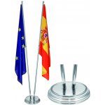 Stojan na vlajku interiérový STŘÍBRNÝ leštěný - 2-ramenný s žerdí - koule – Sleviste.cz
