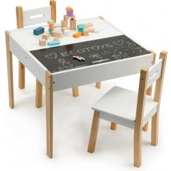 EcoToys dřevěný stůl s tabulí a dvěma židličkami