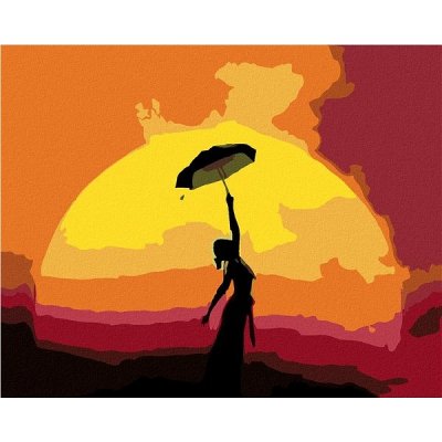 ZUTY Malování podle čísel ŽENA S DEŠTNÍKEM A ZÁPAD SLUNCE 80 x 100 cm – Hledejceny.cz