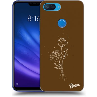 Pouzdro Picasee silikonové Xiaomi Mi 8 Lite - Brown flowers černé – Zbozi.Blesk.cz