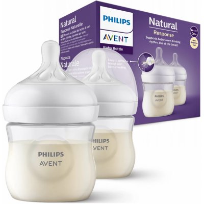 Avent láhve Natural Response průhledná dudlík s ventilem AirFree 2 ks 125 ml – Zboží Mobilmania