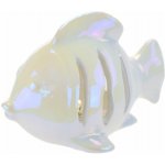 Ryba keramická s LED osvětlením, bílá perleť, 10x14 cm – Hledejceny.cz