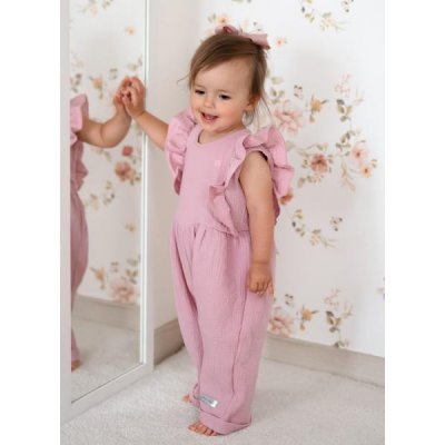 Baby Nellys Letní mušelínový overálek pro holčičky s volánkem Star starorůžová – Zbozi.Blesk.cz