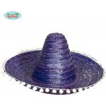Mexický klobouk 60 cm s pompony modrý – Zboží Mobilmania
