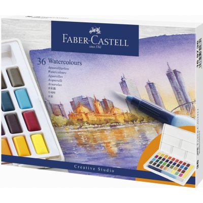 Akvarelové barvy Faber Castell 36 v sadě s plnitelným štětcem – Sleviste.cz