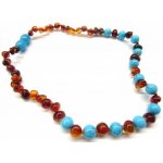 Prosperk jantarové korálky s tyrkysem S4697 – Zboží Dáma