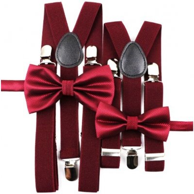 Combo motýlek a kšandy Miranda S01 Bordó – Zboží Dáma