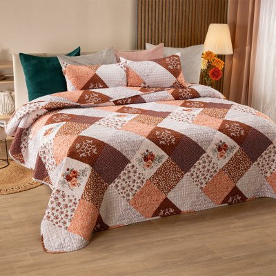 decoDoma Přehoz na postel VINTAGE ROSE hnědá 90 - 100 x 200 cm – Sleviste.cz