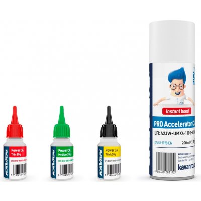 Kavan POWER CA PACK vteř.lepidlo 3x20g Ř,S,H + aktivátor 200ml EN – Sleviste.cz
