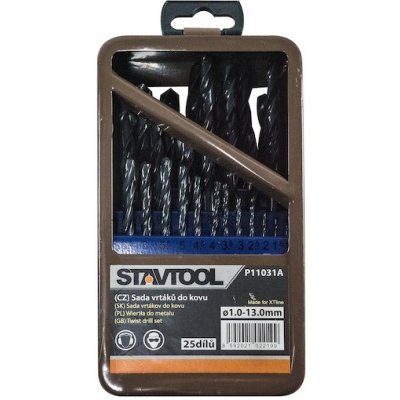 Stavtool P11031A Sada vrtáků do kovu HSS-R | 1-13 mm 25 dílů, kovový obal – Zbozi.Blesk.cz