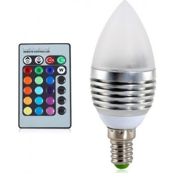 RGB LED žárovka svíčka E14 3W color set 3 ks