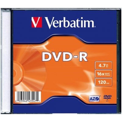Verbatim DVD-R 4,7GB 16x, AZO, slimbox, 1ks (43547) – Hledejceny.cz