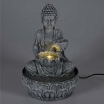 HOMESTYLING Fontána pokojová s LED osvětlením 29 cm Budha šedá – Zboží Mobilmania