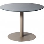 Tribu Jídelní stůl snížený T-Table, kulatý 90x67 cm, rám lakovaná nerez white, deska glazovaný lávový kámen wenge