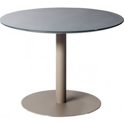 Tribu Jídelní stůl snížený T-Table, kulatý 90x67 cm, rám lakovaná nerez white, deska glazovaný lávový kámen linen – Zboží Mobilmania