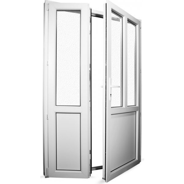 Venkovní dveře SkladOken.cz vedlejší vchodové dveře dvoukřídlé se štulpem 138 x 208 cm bílé, PRAVÉ
