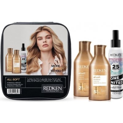 Redken All Soft Vánočn ísada šampon 300 ml + kondicionér 300 ml + bezoplachová péče 150 ml dárková sada – Zboží Mobilmania