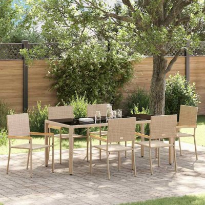 Omaxi 455178 Zahradní jídelní souprava 7 pcs Béžová, černá 190 x 90 x 75 cm – Hledejceny.cz