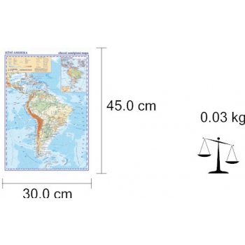 Jižní Amerika Obecně zeměpisná mapa