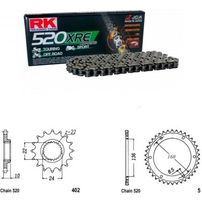 RK Racing Chain Řetězová sada Aprilia 650 Pegaso Tuscany Tibet 04 – Hledejceny.cz