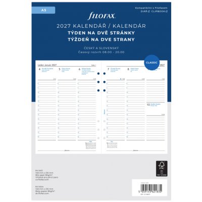 Filofax kalendář A5 2027 ČJ+SJ týden/2 stránky – Zboží Dáma