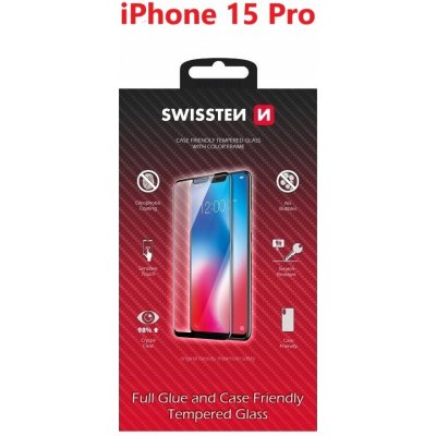 Swissten 3D Full Glue pro Apple iPhone 15 Pro černé 54501841 – Zboží Živě