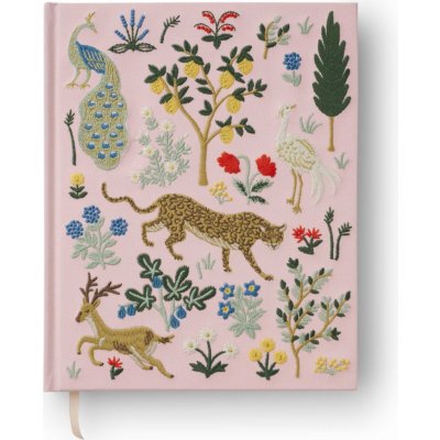 Rifle Paper Co. Vyšívaný skicák Menagerie, růžová barva, papír, textil – Zboží Mobilmania