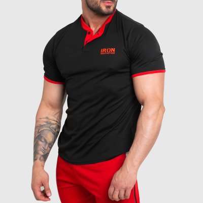 Funkční sportovní tričko Iron Aesthetics Collar black/red černá