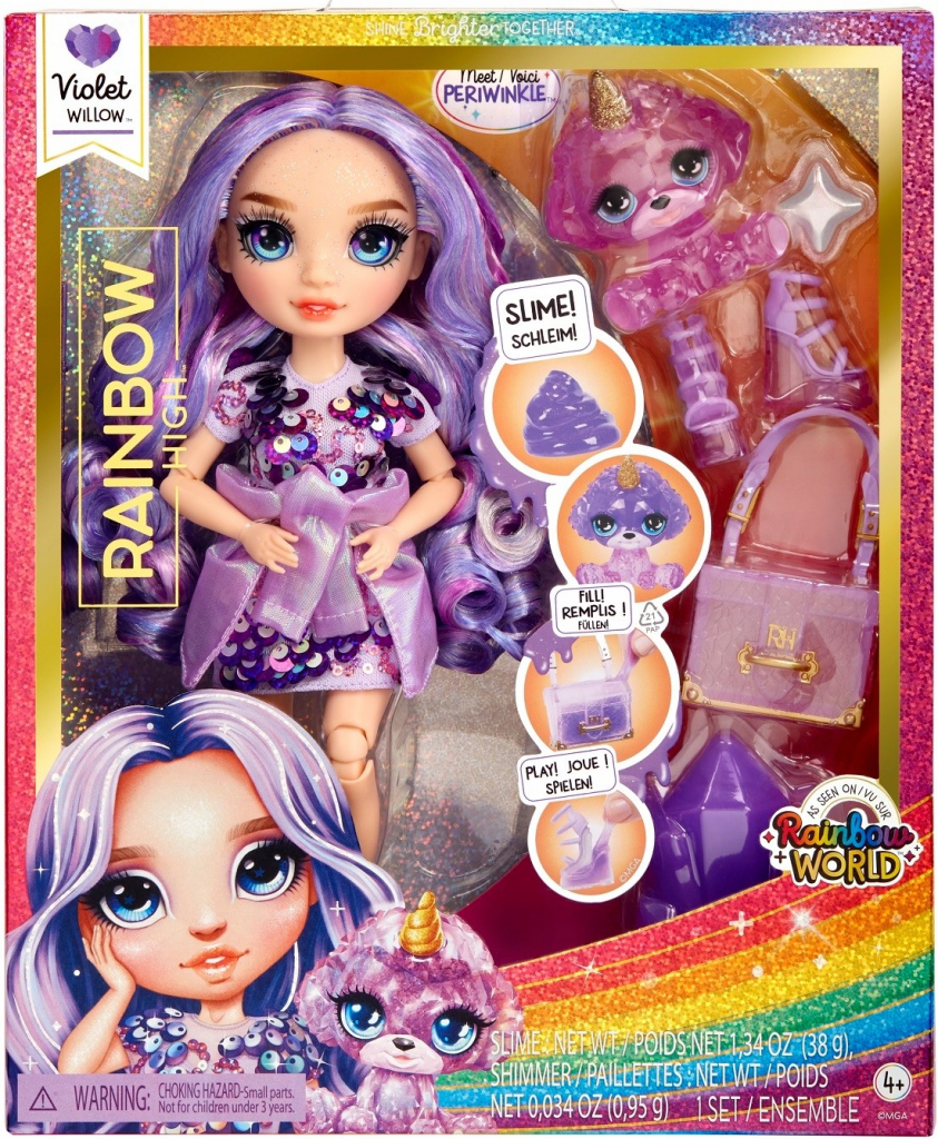 MGA Rainbow High Fashion Doll with Slime & Pet Violet Willow