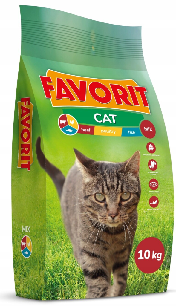 Favorit Kočka mix chutí hovězí drůbež ryby 10 kg