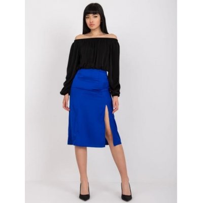 Rue Paris dámská sukně s vysokým pasem kobaltově modrá