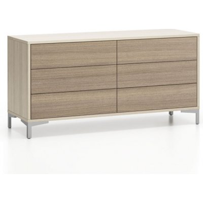 Plan Kancelářská policová komoda LAYERS, 6 zásuvek, dub přírodní / dub mořený – Sleviste.cz