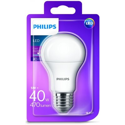 Philips LED žárovka klasická A60 230V 5W E27 noDIM Matná 470lm 6500K Plast A+ 15000h Blistr 1ks studená bílá – Hledejceny.cz