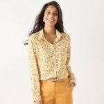 Košilová halenka s dvoubarevným potiskem režná/kari – Zboží Dáma