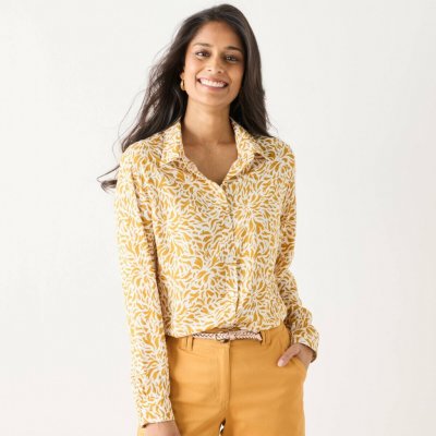 Košilová halenka s dvoubarevným potiskem režná/kari – Zboží Dáma