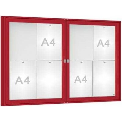 PROCITY Venkovní vitrína model 1000 dvoukřídlá, 8 x A4, plexi, červená | Zboží Auto