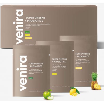 VENIRA super greens + probiotika, mix 3 příchutí, 30 sáčků, 340 g – Hledejceny.cz